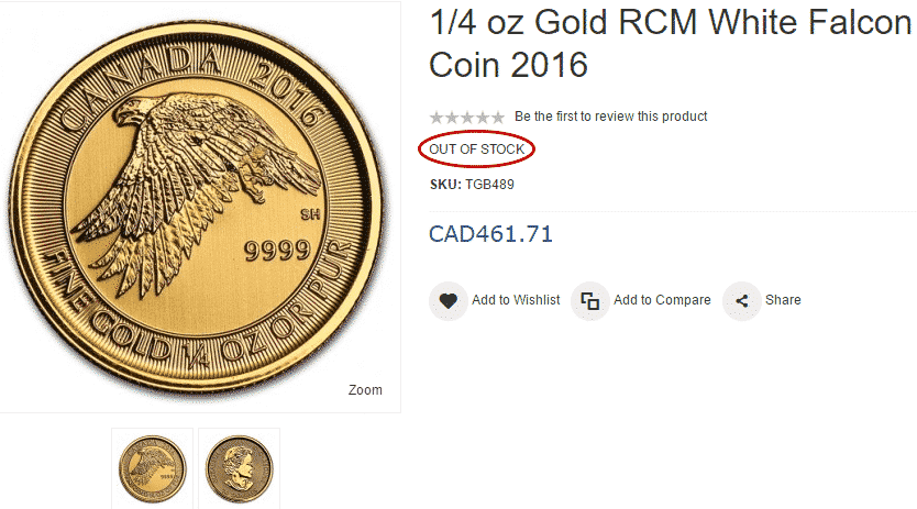 Gold RCM White Falcon Coin