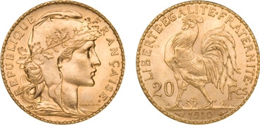 French Gold Rooster Gold Coin